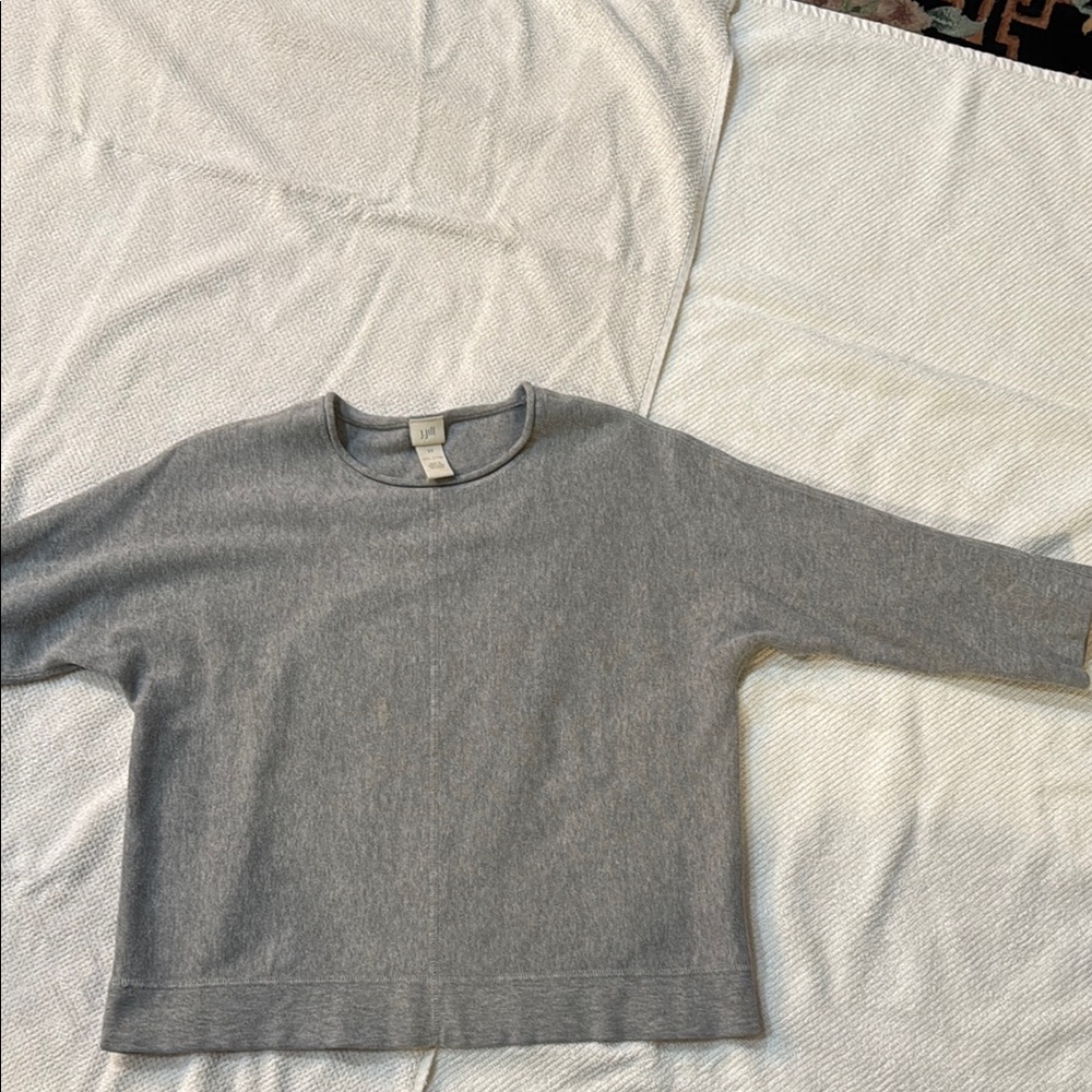 J.Jill Gray 3/4 Sleeve lightweight cotton sweater